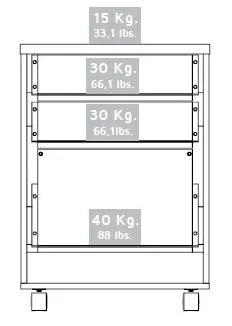 Archivador 3 Cajones Bajo Home Office - Negro Soft / Coñac
