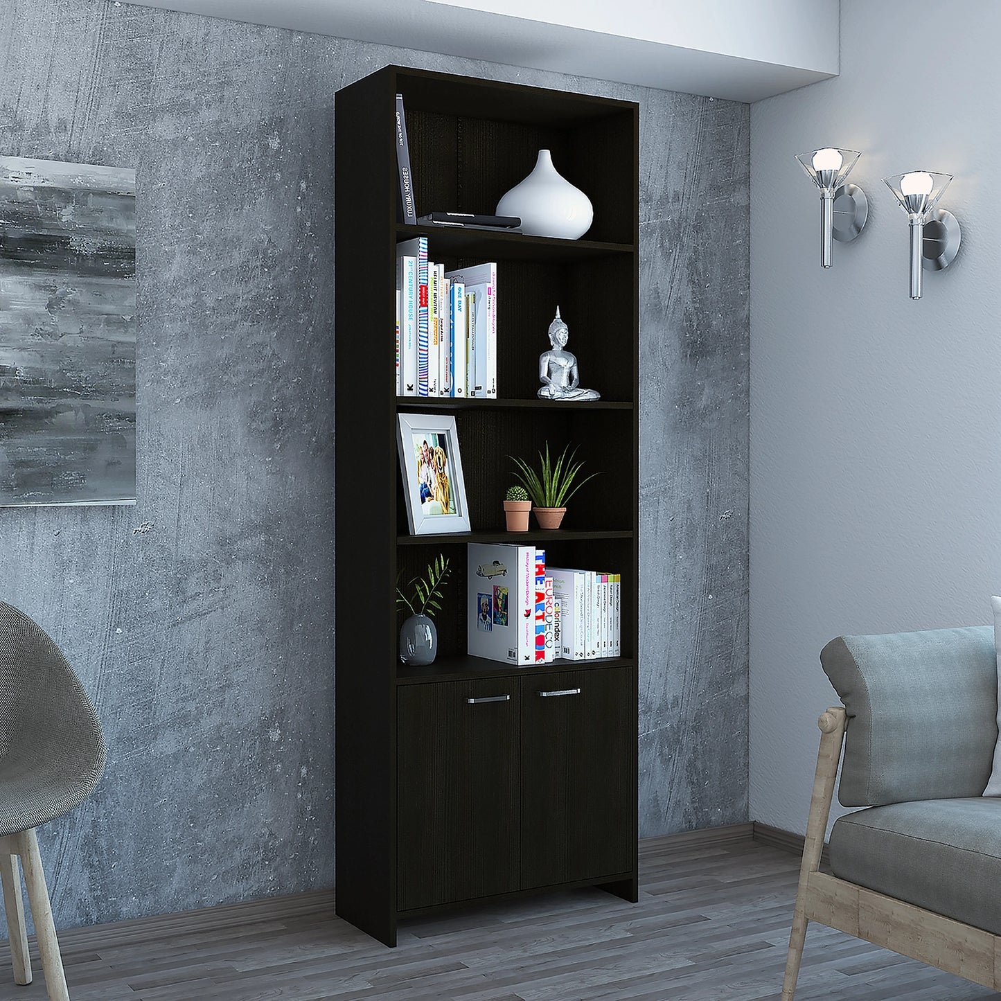 Biblioteca Lisa 180-M Con Puertas - Wengue