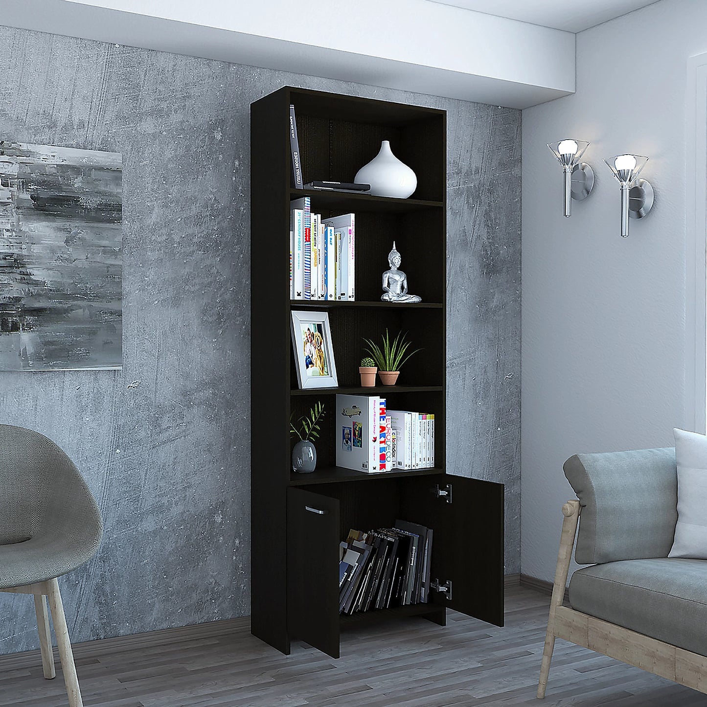 Biblioteca Lisa 180-M Con Puertas - Wengue