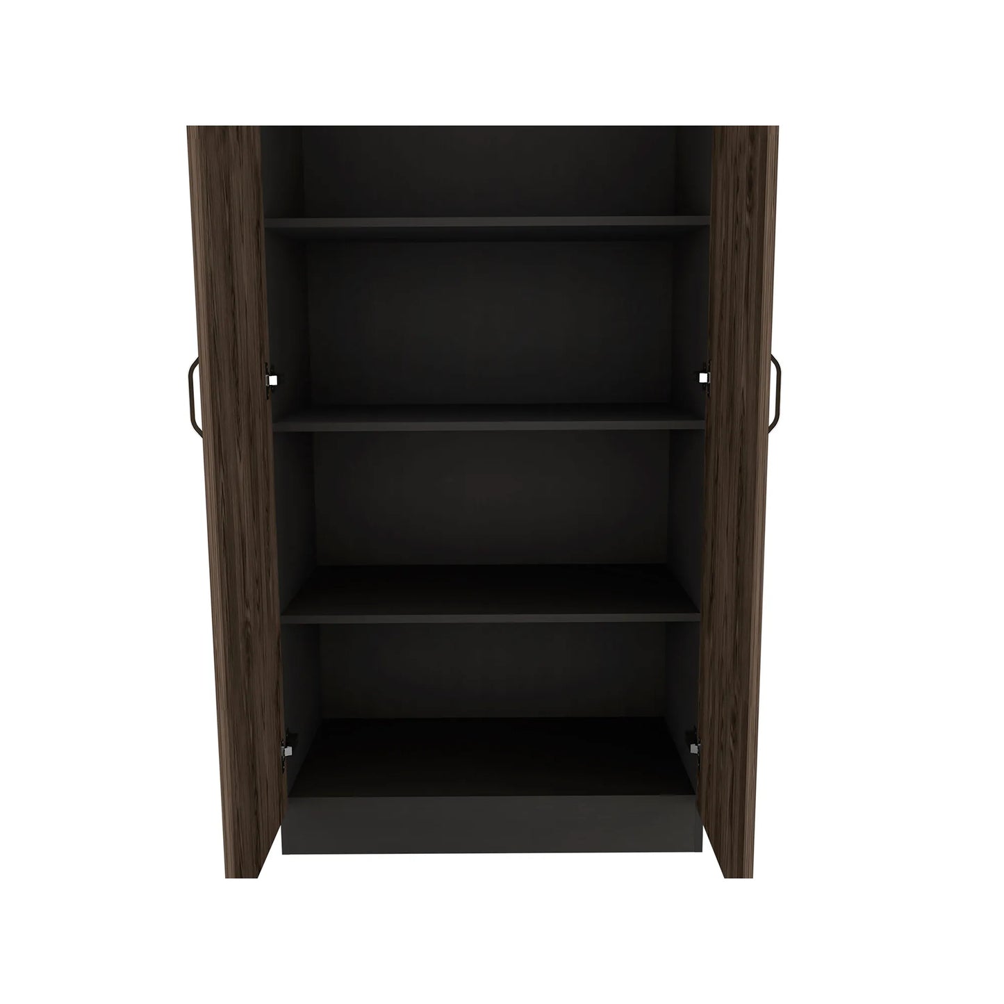 Biblioteca 2 Puertas Completas + 4 Repisas Home Office - Negro Soft / Coñac