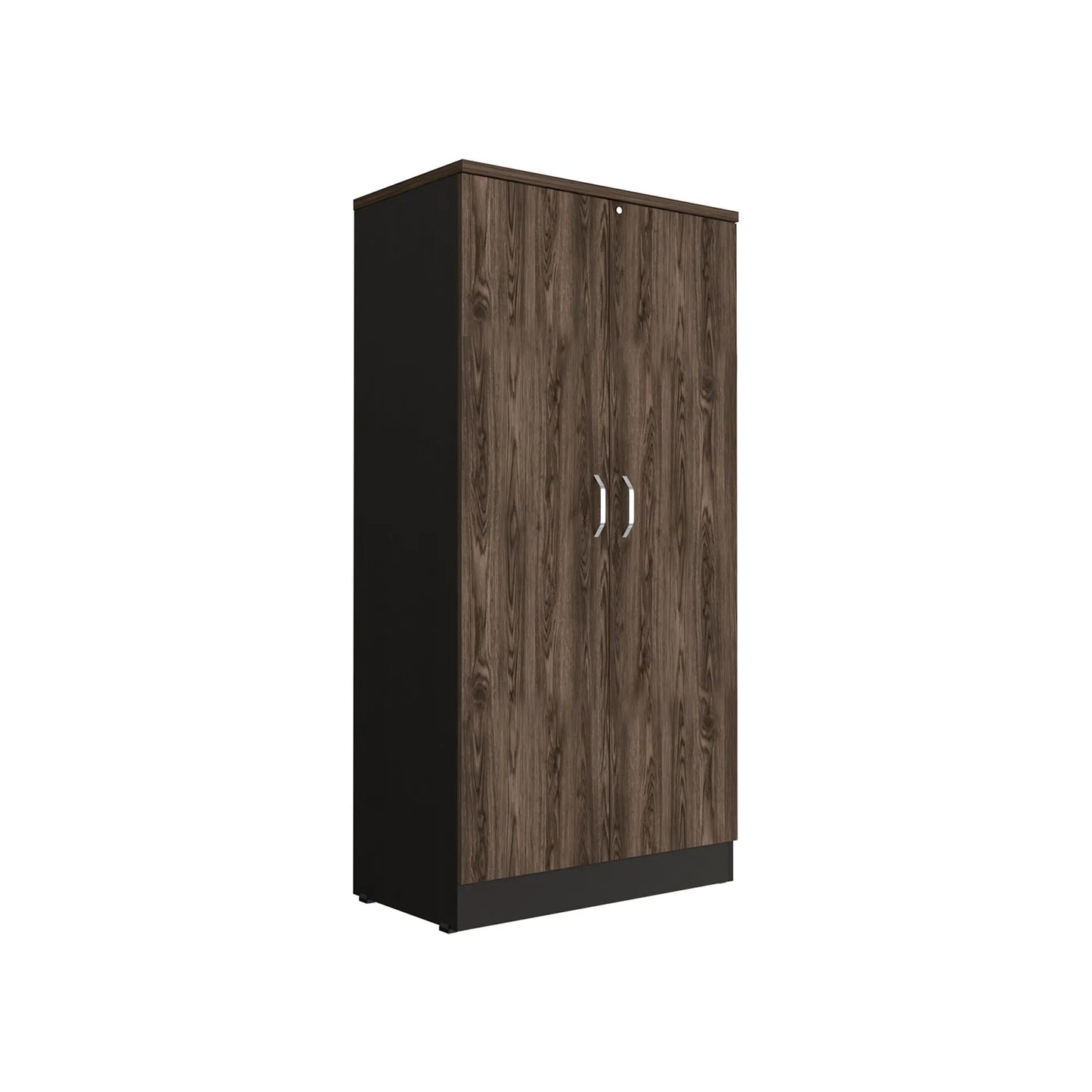 Biblioteca 2 Puertas Completas + 4 Repisas Home Office - Negro Soft / Coñac