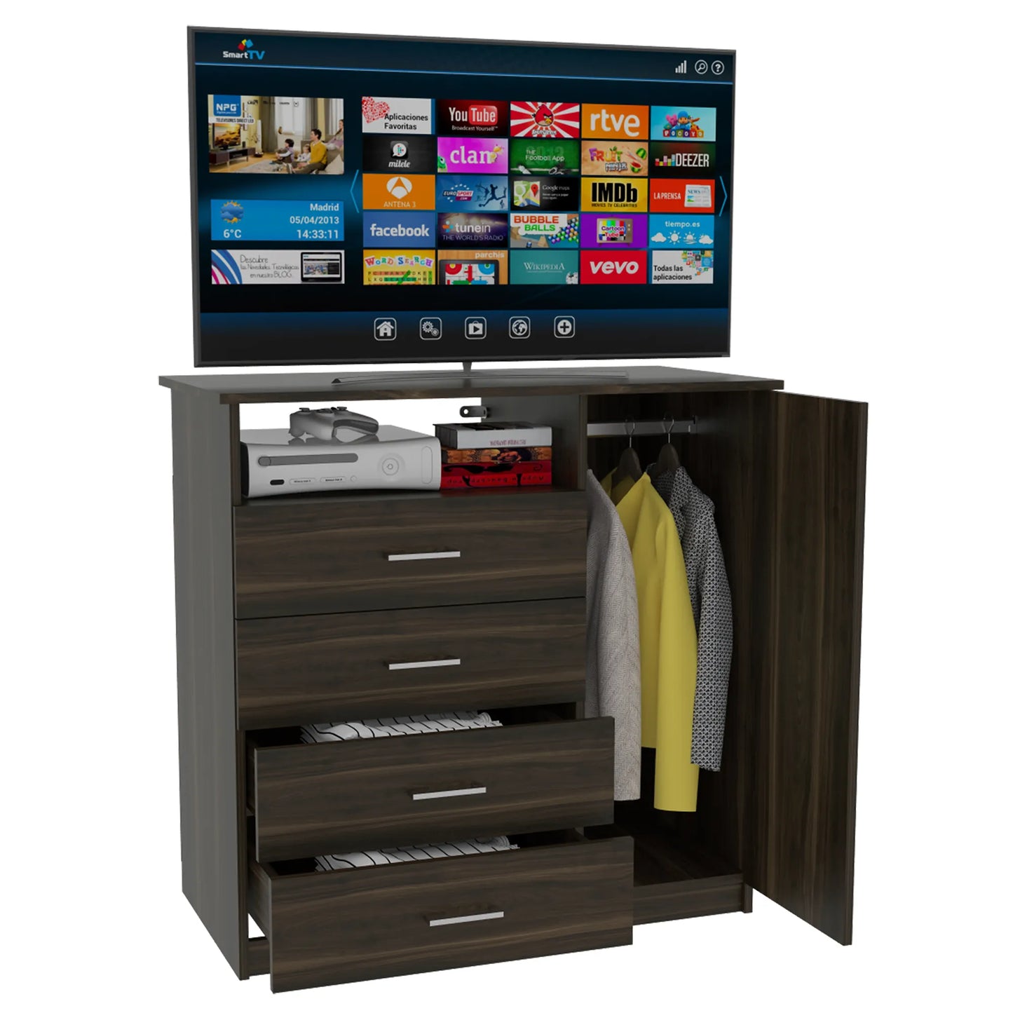 Comoda Z-91 Tv40 4 Cajones 1 Puerta - Habano