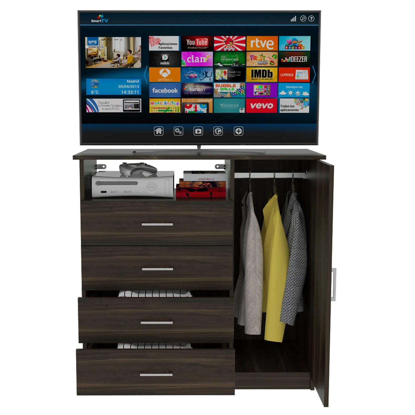 Comoda Z-91 Tv40 4 Cajones 1 Puerta - Habano