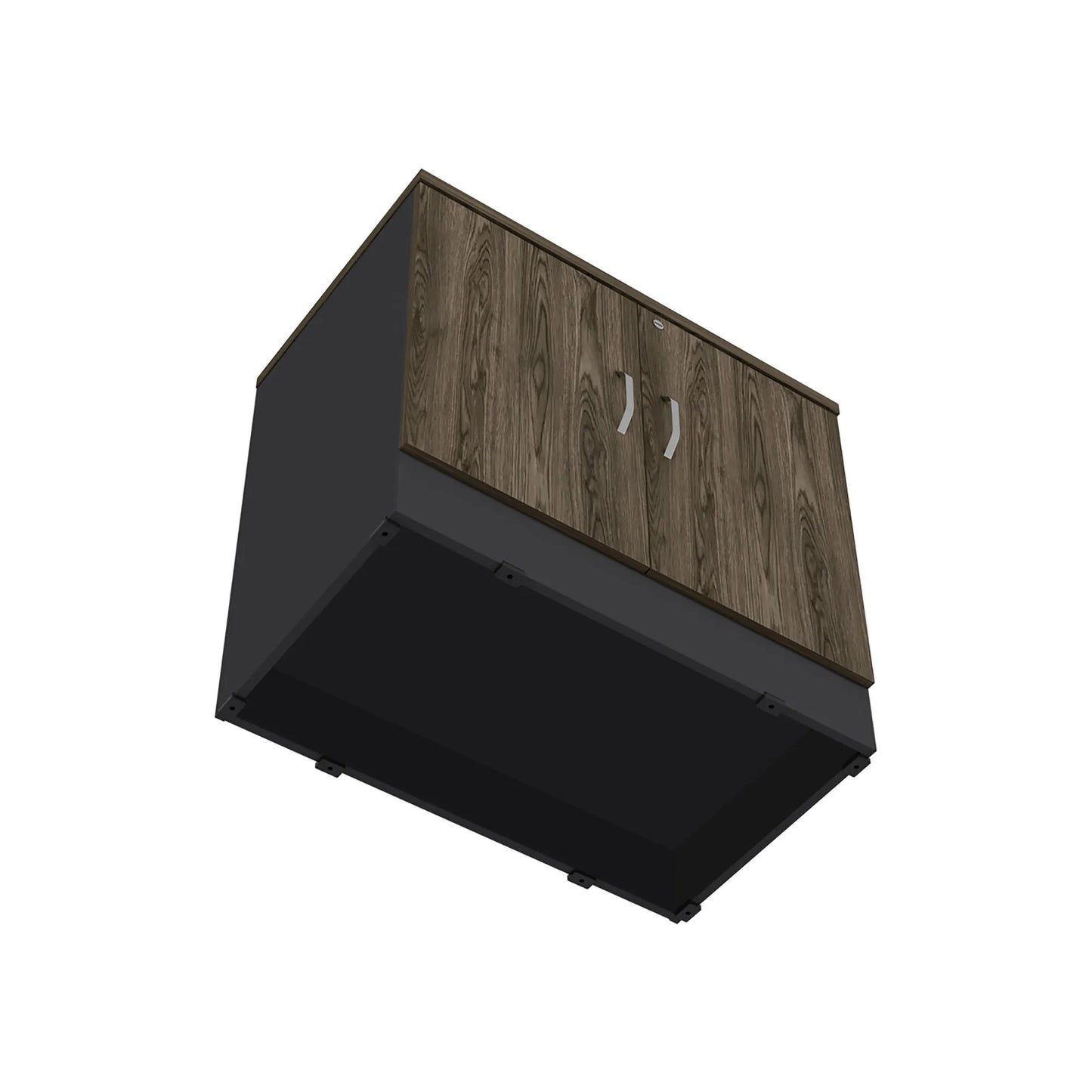 Gabinete Archivador 2 Puertas + 1 Chapa Home Office - Negro Soft / Coñac