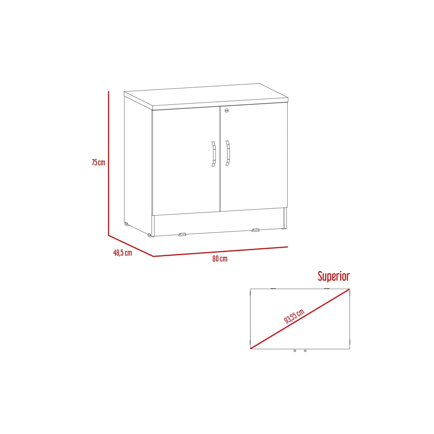 Gabinete Archivador 2 Puertas + 1 Chapa Home Office - Negro Soft / Coñac