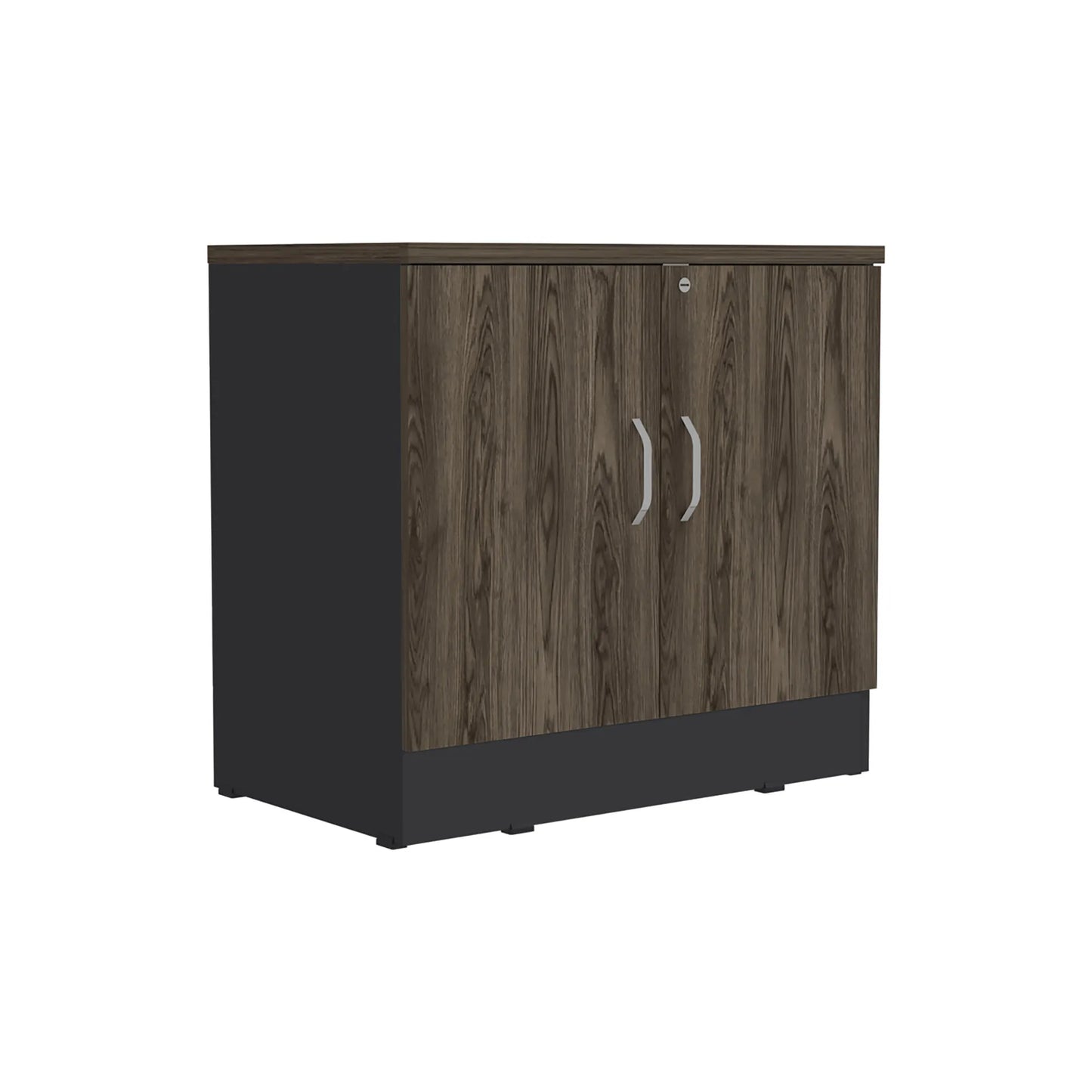 Gabinete Archivador 2 Puertas + 1 Chapa Home Office - Negro Soft / Coñac