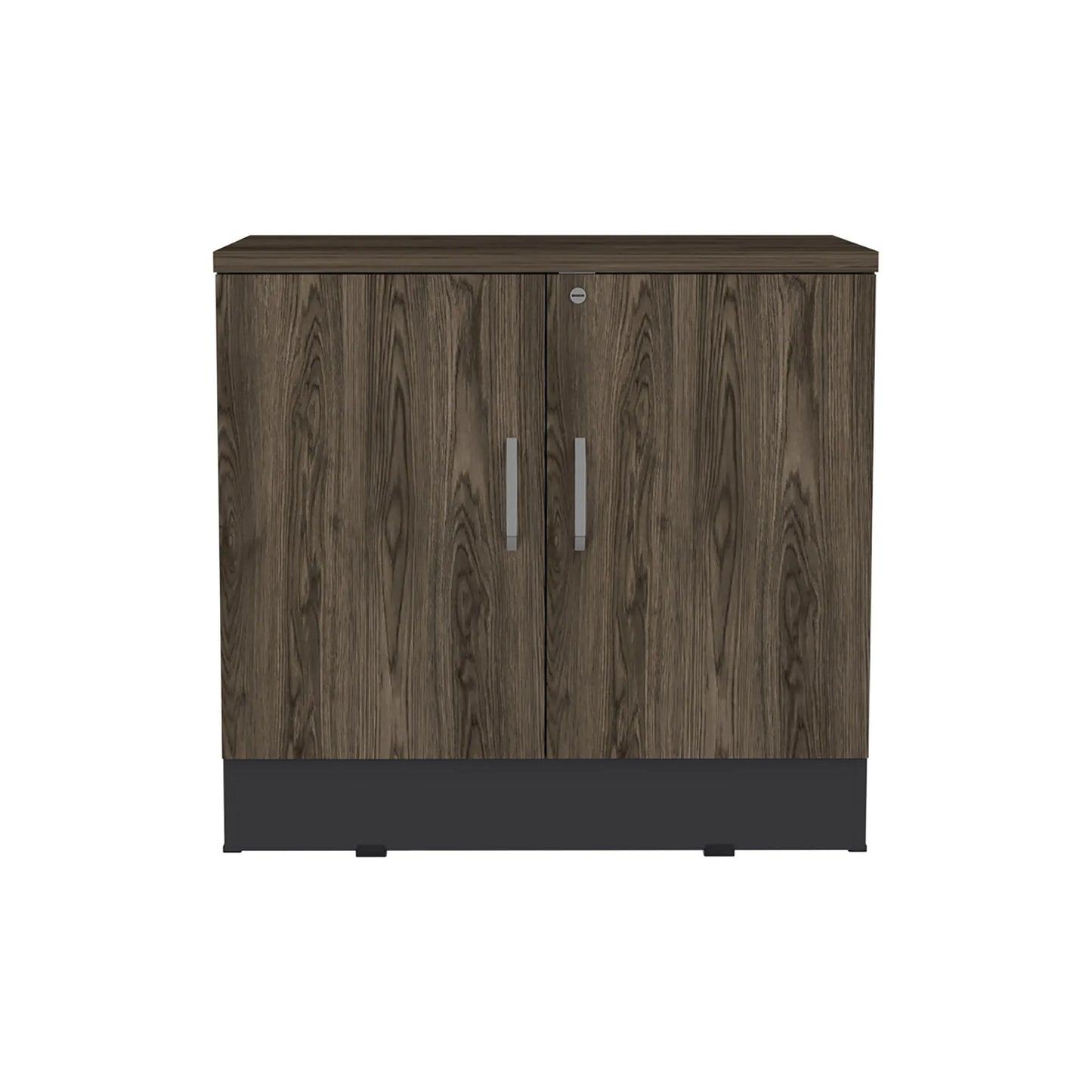 Gabinete Archivador 2 Puertas + 1 Chapa Home Office - Negro Soft / Coñac