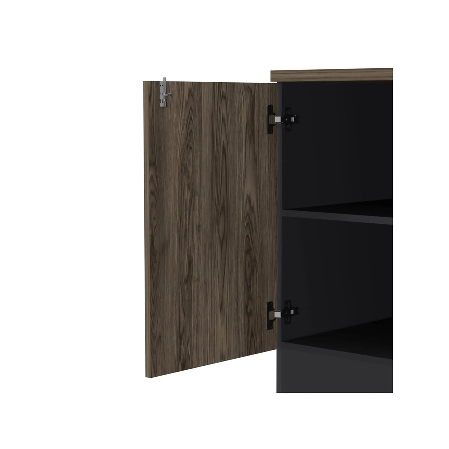 Gabinete Archivador 2 Puertas + 1 Chapa Home Office - Negro Soft / Coñac