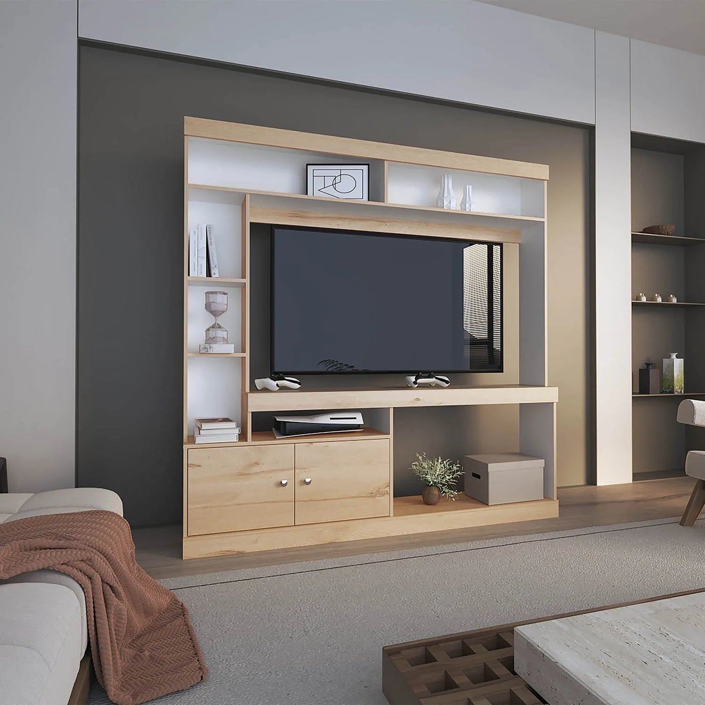 Estante TV55 Classic Color - Duna / Blanco