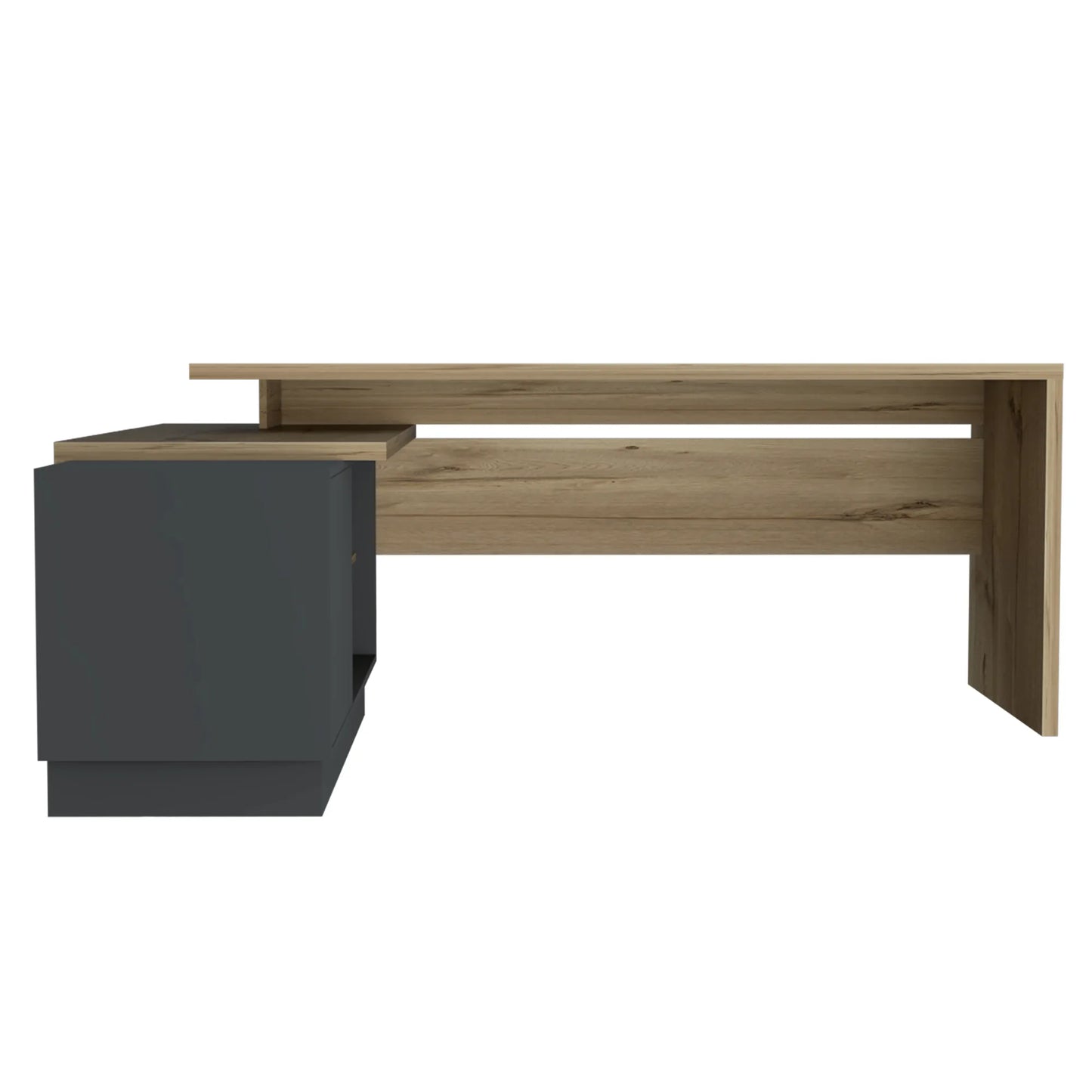 Escritorio En L + 1 Puerta + Repisas Office W-179 - Duna / Plomo