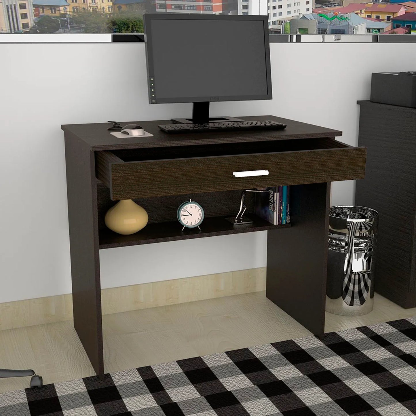 Escritorio Recto Office W-80 Con 1 Cajon - Wengue