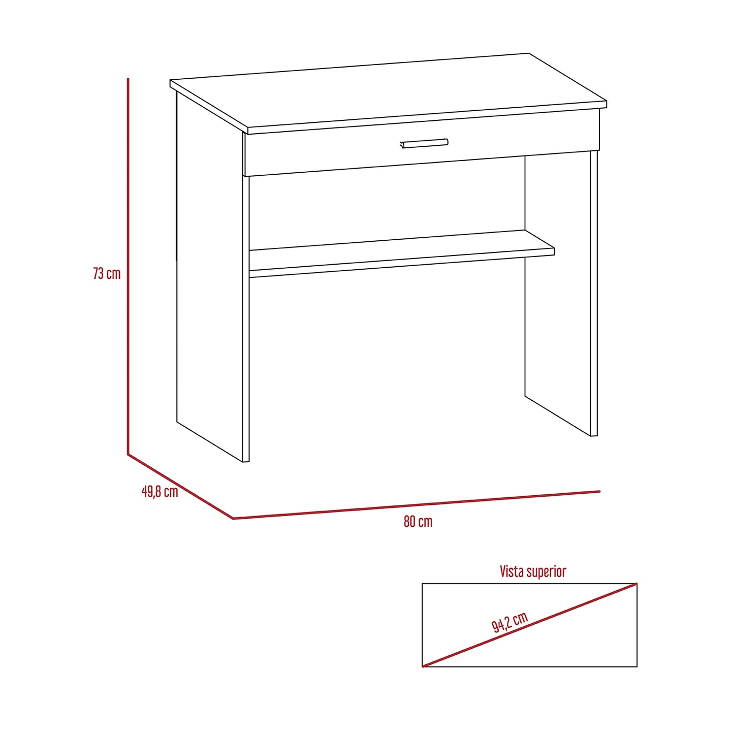 Escritorio Recto Office W-80 Con 1 Cajon - Wengue