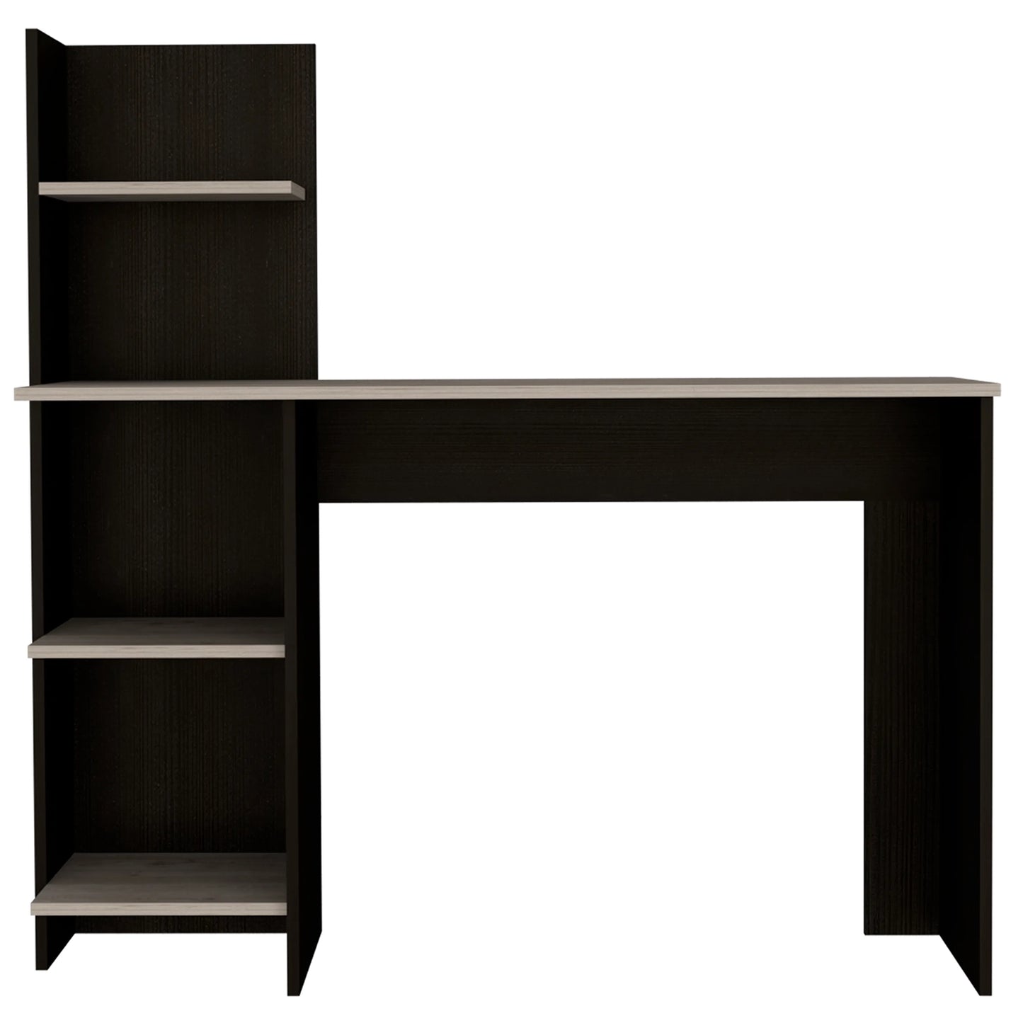Escritorio Recto Con Biblioteca Office W-120 - Wengue / Ceniza