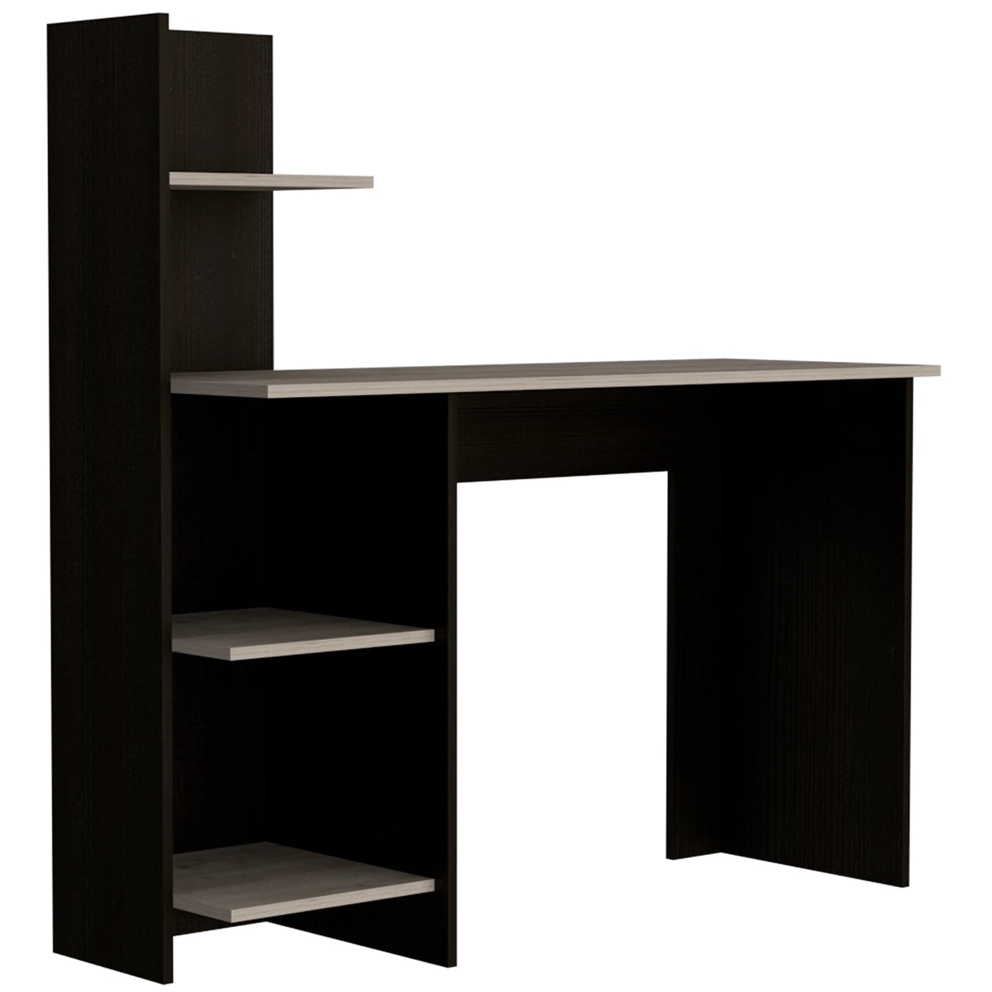 Escritorio Recto Con Biblioteca Office W-120 - Wengue / Ceniza