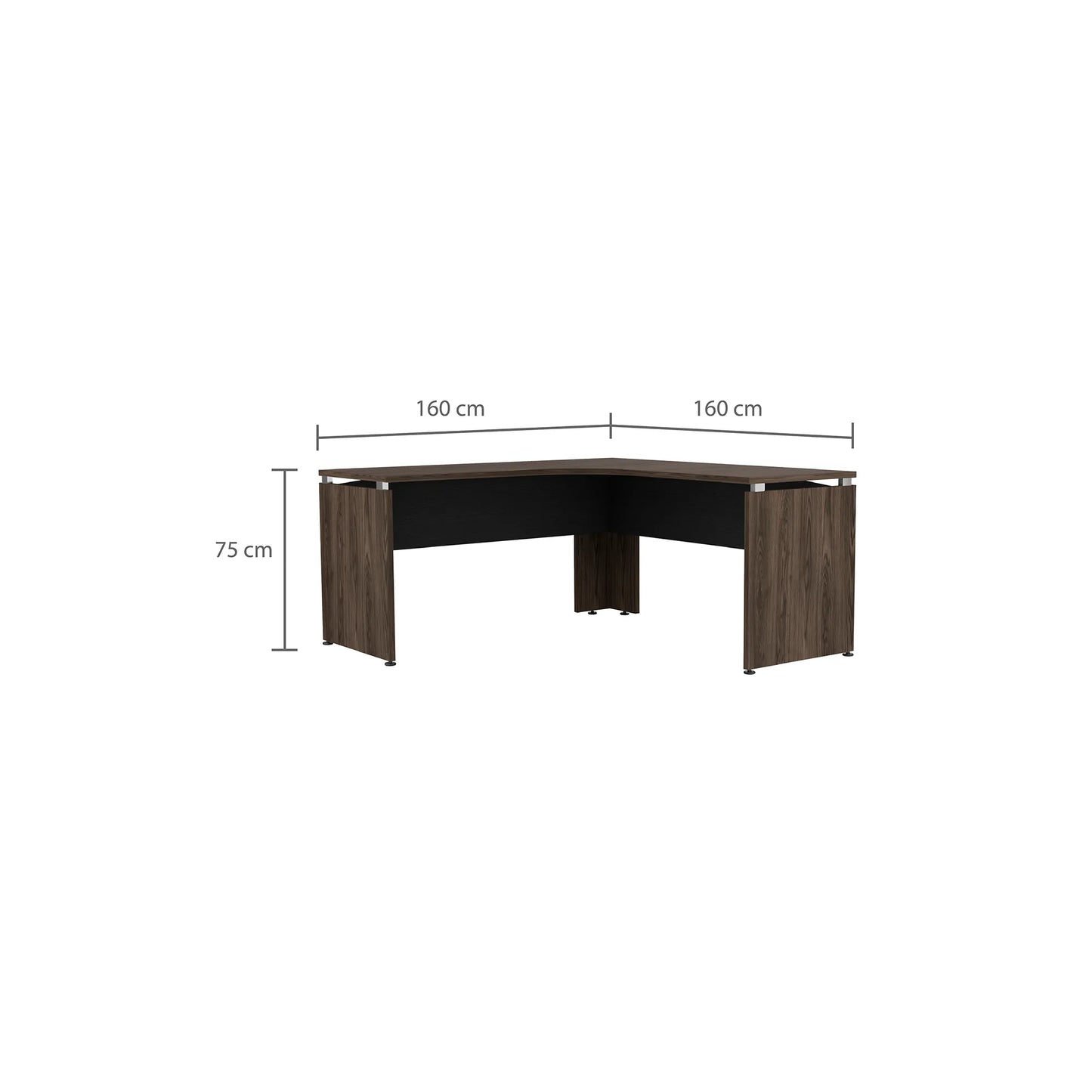 Escritorio L-160 Home Office - Negro Soft / Coñac