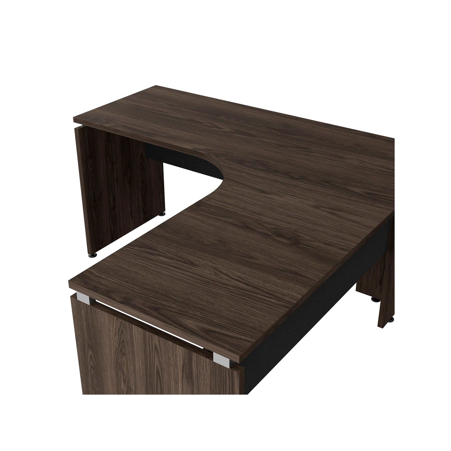 Escritorio L-160 Home Office - Negro Soft / Coñac