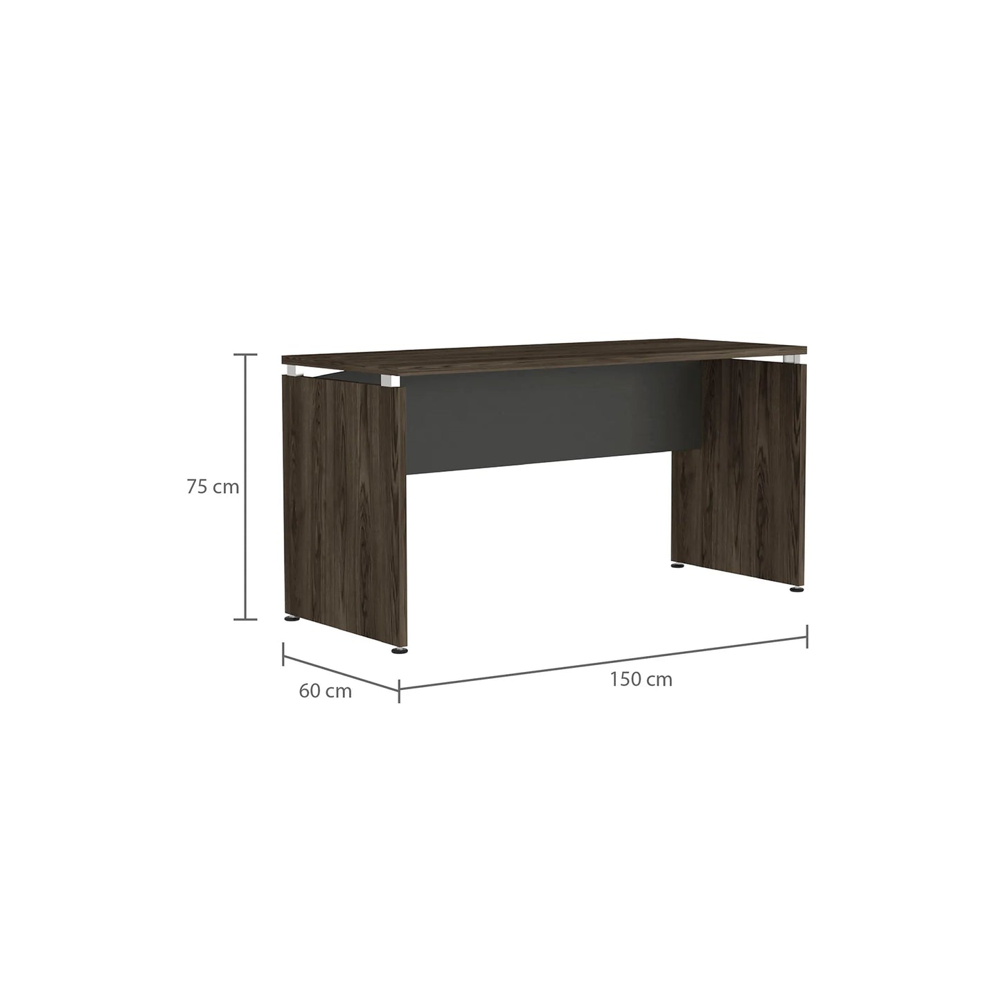 Escritorio Recto M-150 Home Office - Negro Soft / Coñac