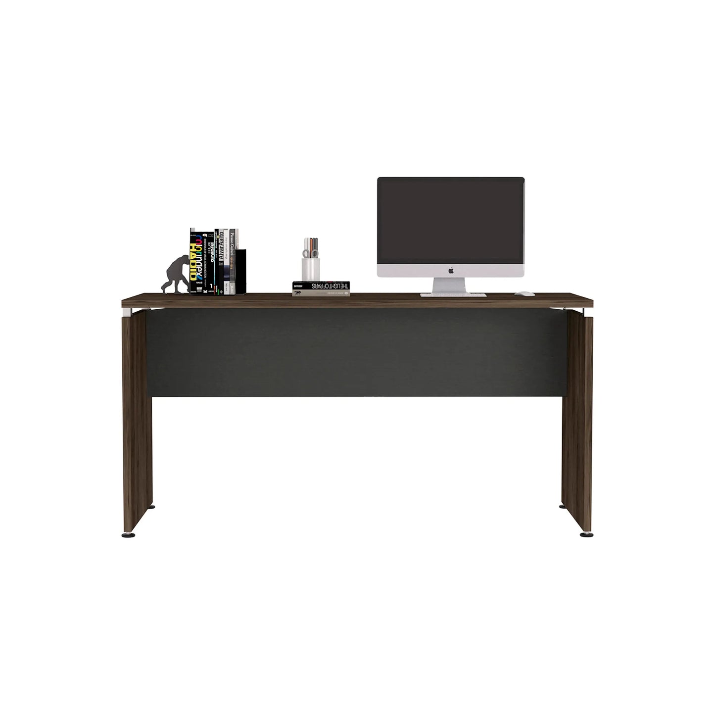 Escritorio Recto M-150 Home Office - Negro Soft / Coñac
