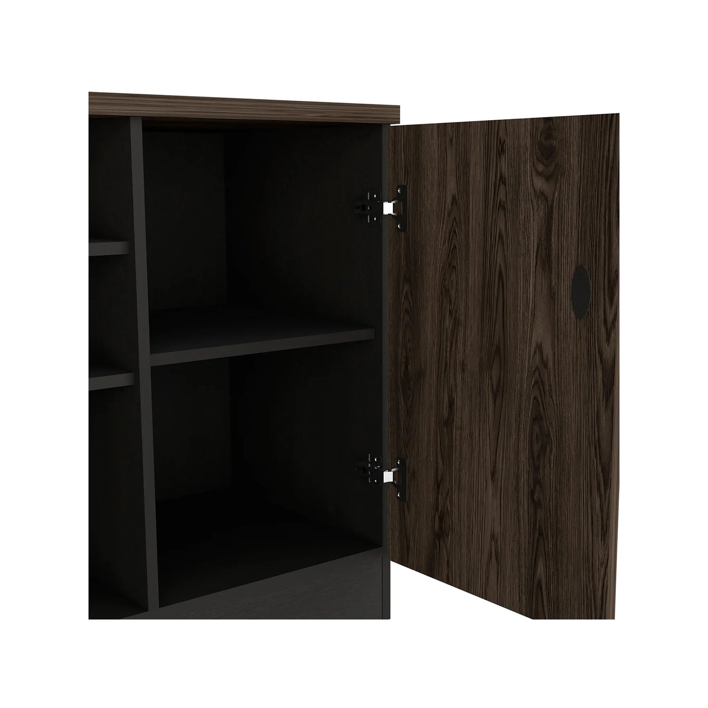 Gabinete 2 Puertas + Doble Chapa Home Office - Negro Soft / Coñac