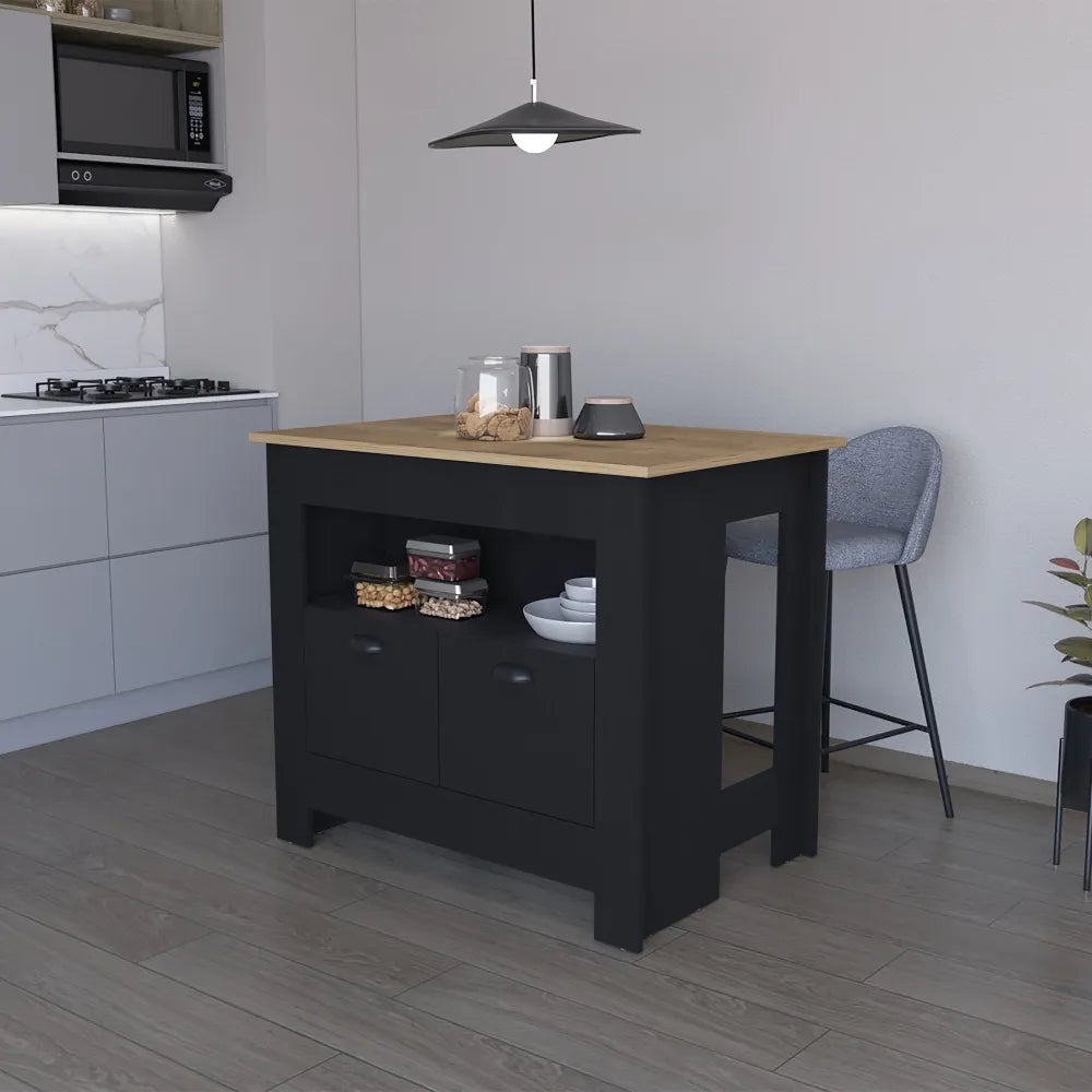Isla De Cocina Arlet 2 Puertas - Wengue / Macadamia