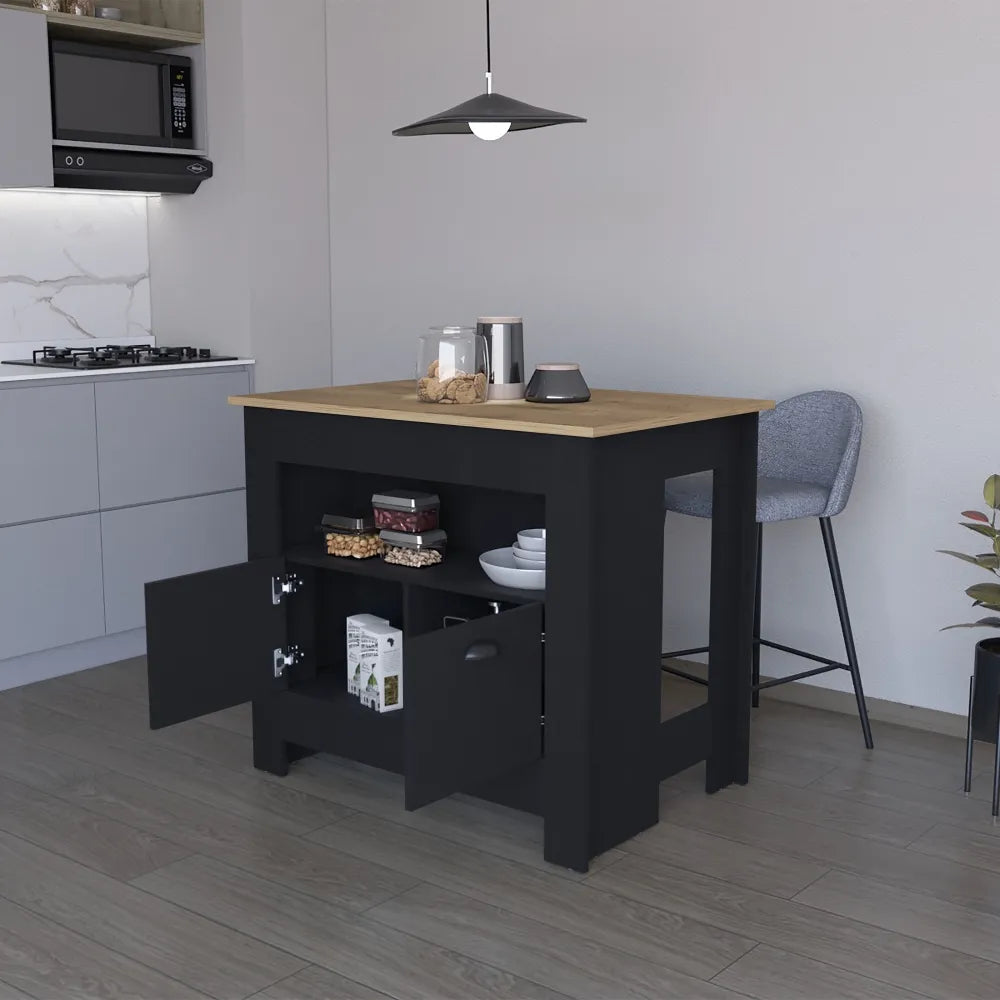 Isla De Cocina Arlet 2 Puertas - Wengue / Macadamia