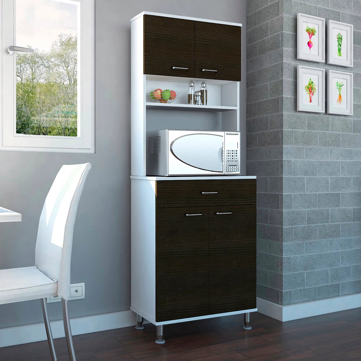 Mueble De Cocina Kitchen 60 - Blanco / Wengue