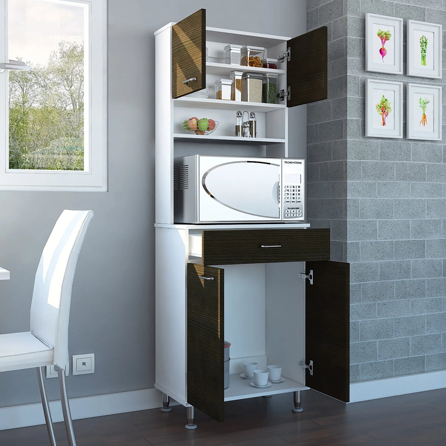 Mueble De Cocina Kitchen 60 - Blanco / Wengue