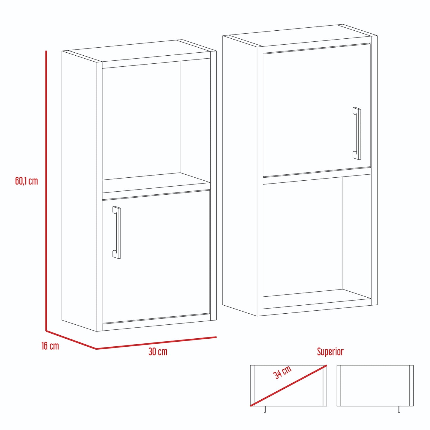 Muebles Auxiliares De Muro Bath X2 - 2 Puertas - Blanco