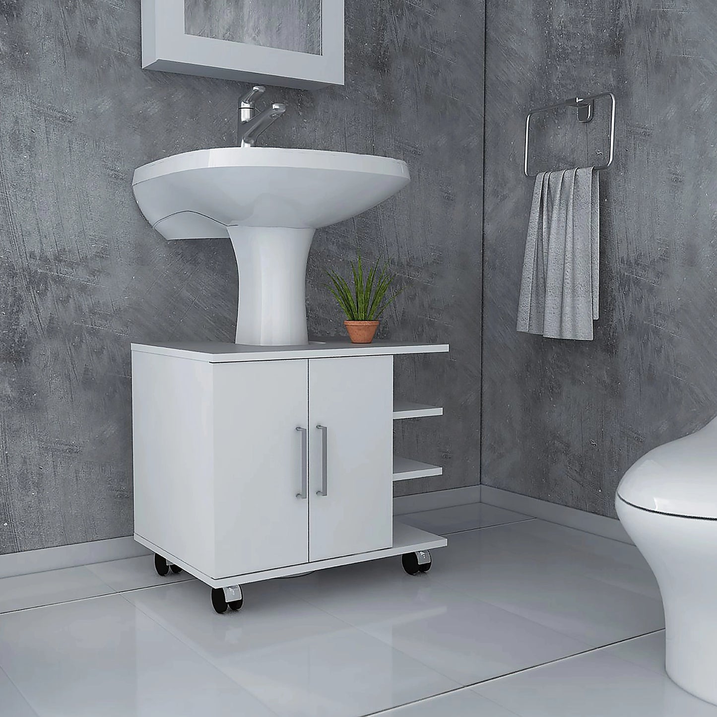 Optimizador Lavamanos Bath-55 2 Puertas - Blanco