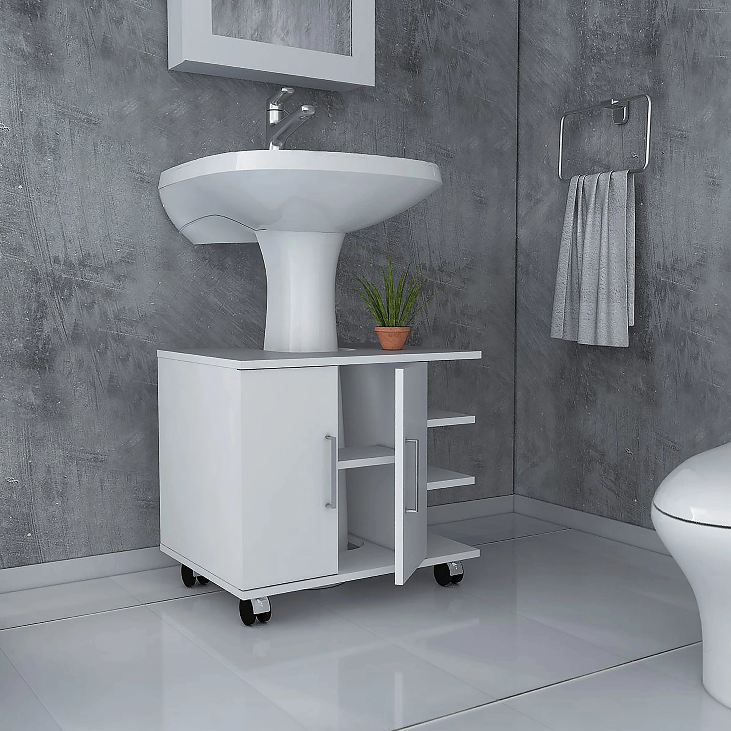 Optimizador Lavamanos Bath-55 2 Puertas - Blanco