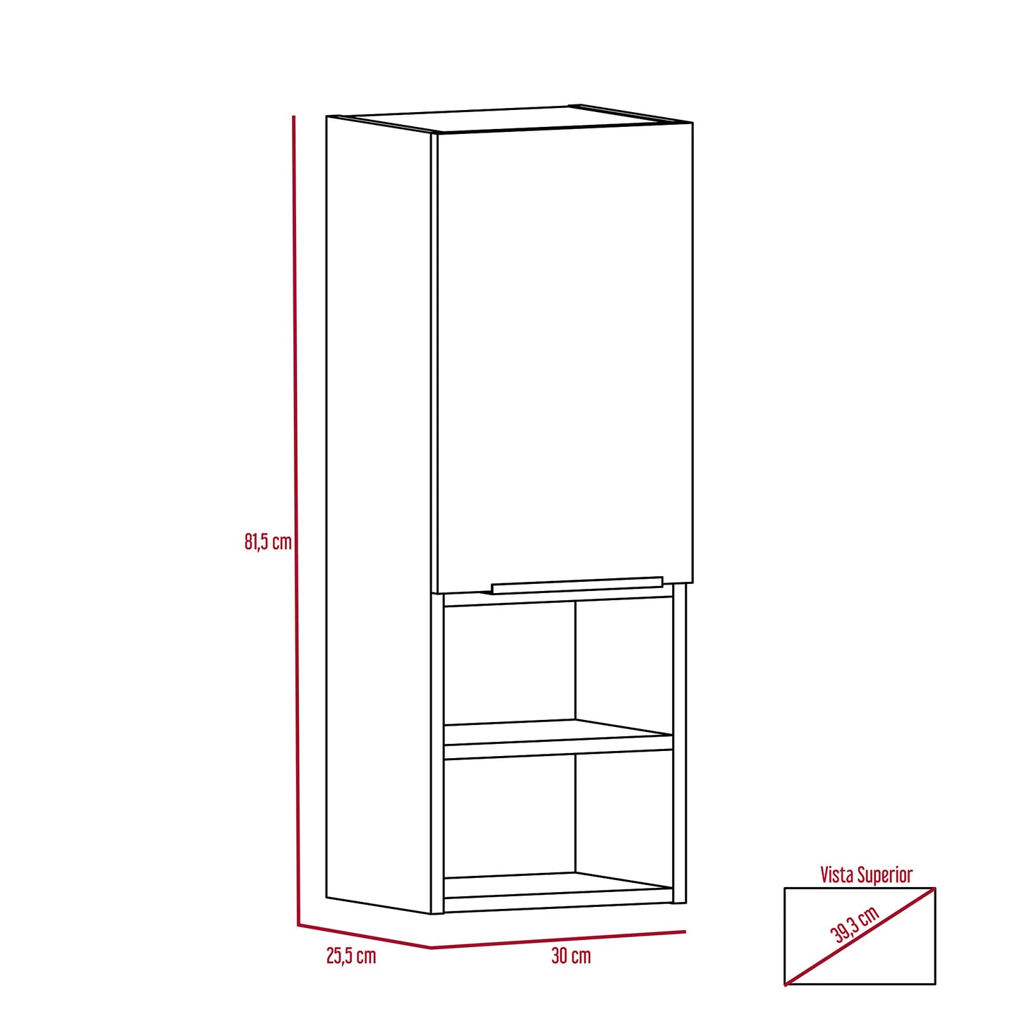 Mueble Auxiliar Muro Baño Barcelona 1 Puerta - Miel