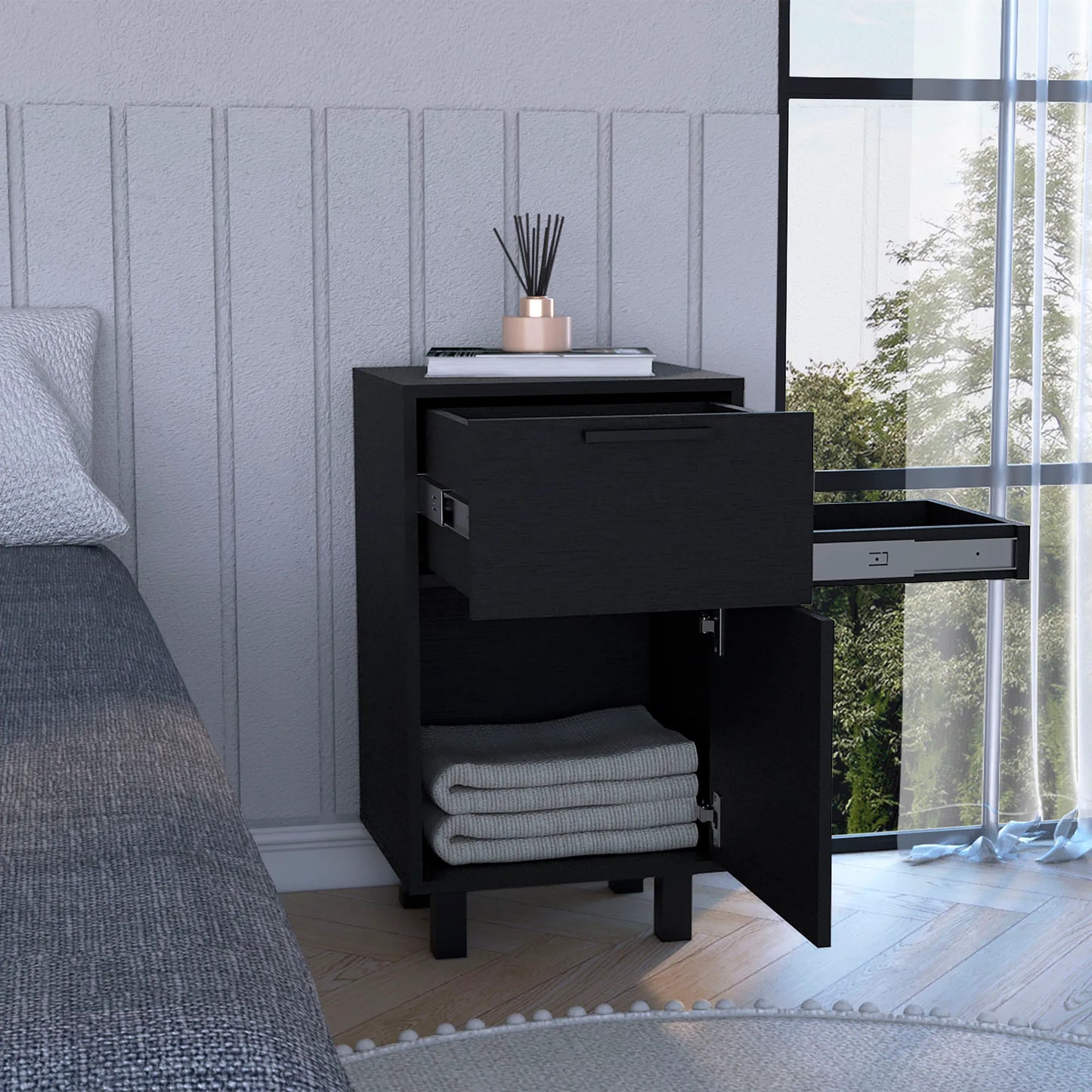 Velador Secret Z-81 2 Cajones / 1 Puerta - Wengue