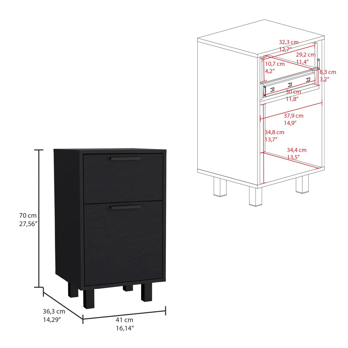 Velador Secret Z-81 2 Cajones / 1 Puerta - Wengue