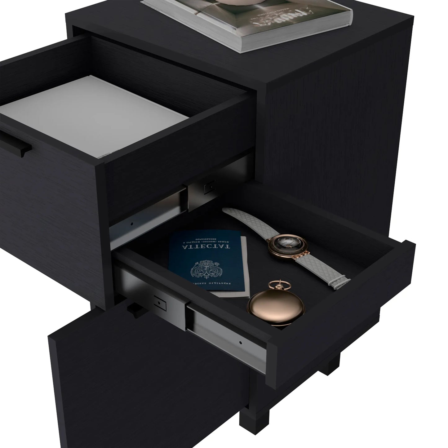Velador Secret Z-81 2 Cajones / 1 Puerta - Wengue