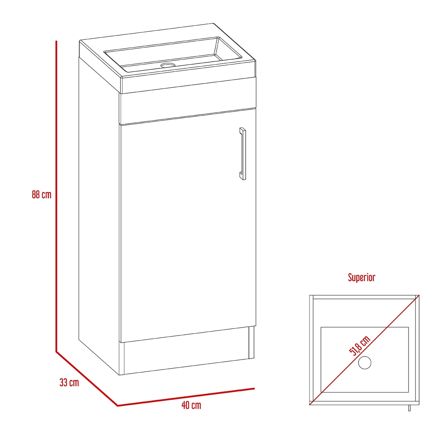 Mueble Lavamanos Madrid 1 Puerta - Wengue