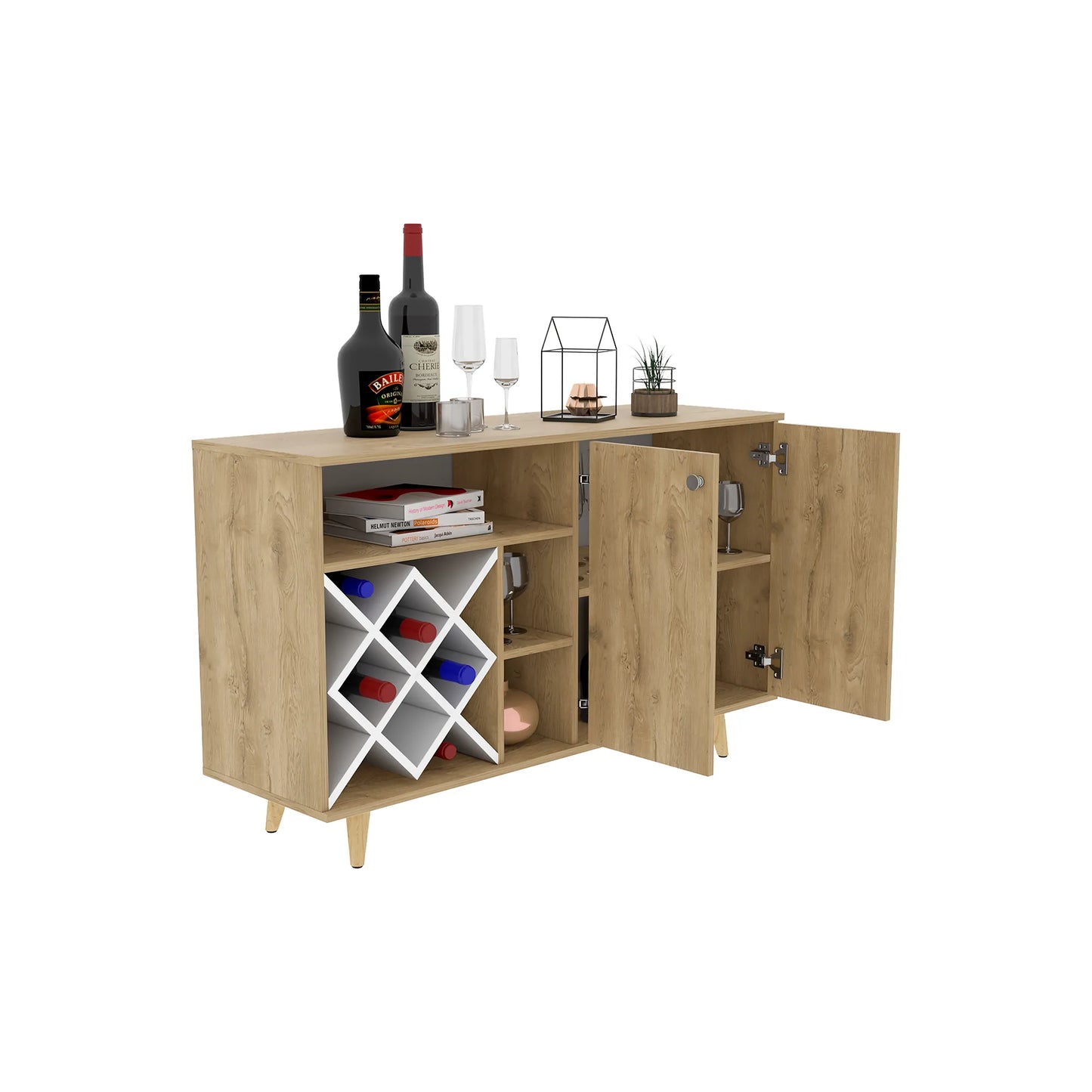 Mueble Bar Bajo Vihti - Macadamia / Blanco Marquez