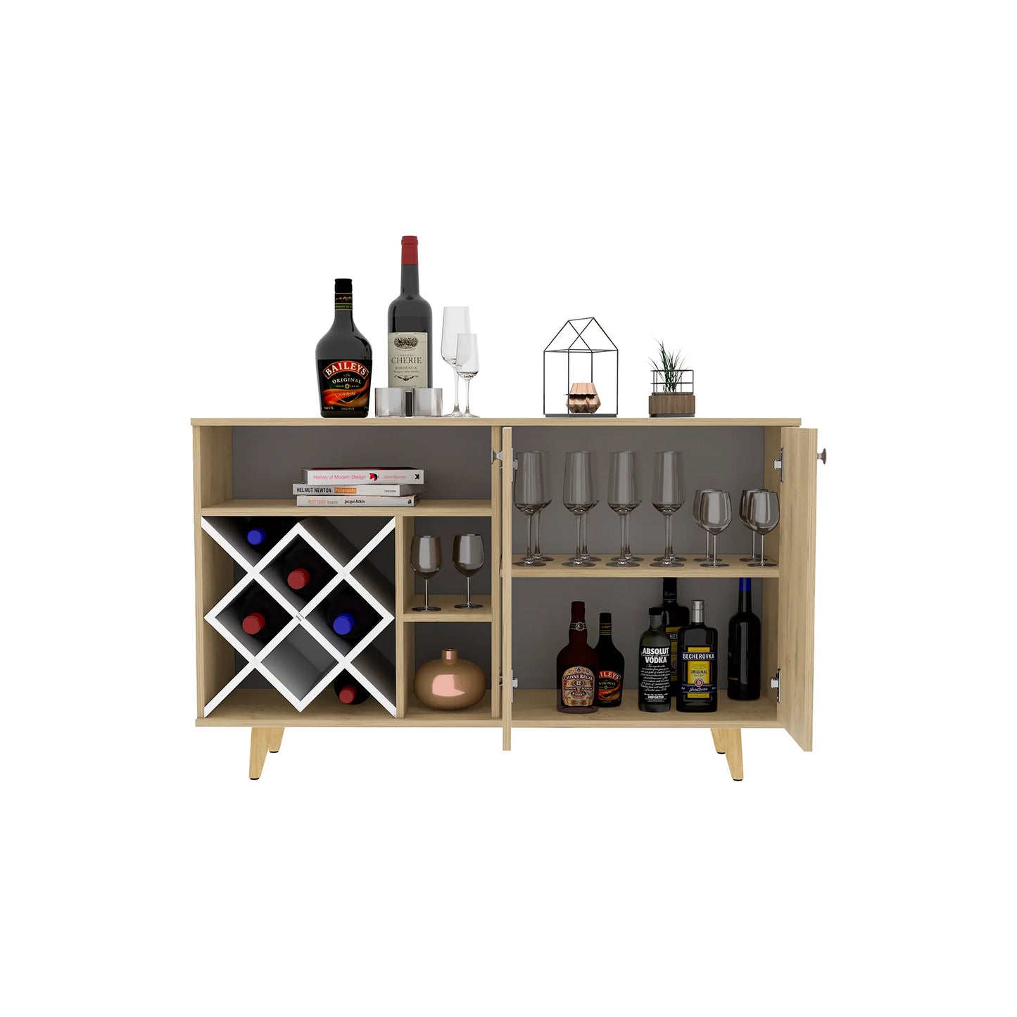 Mueble Bar Bajo Vihti - Macadamia / Blanco Marquez