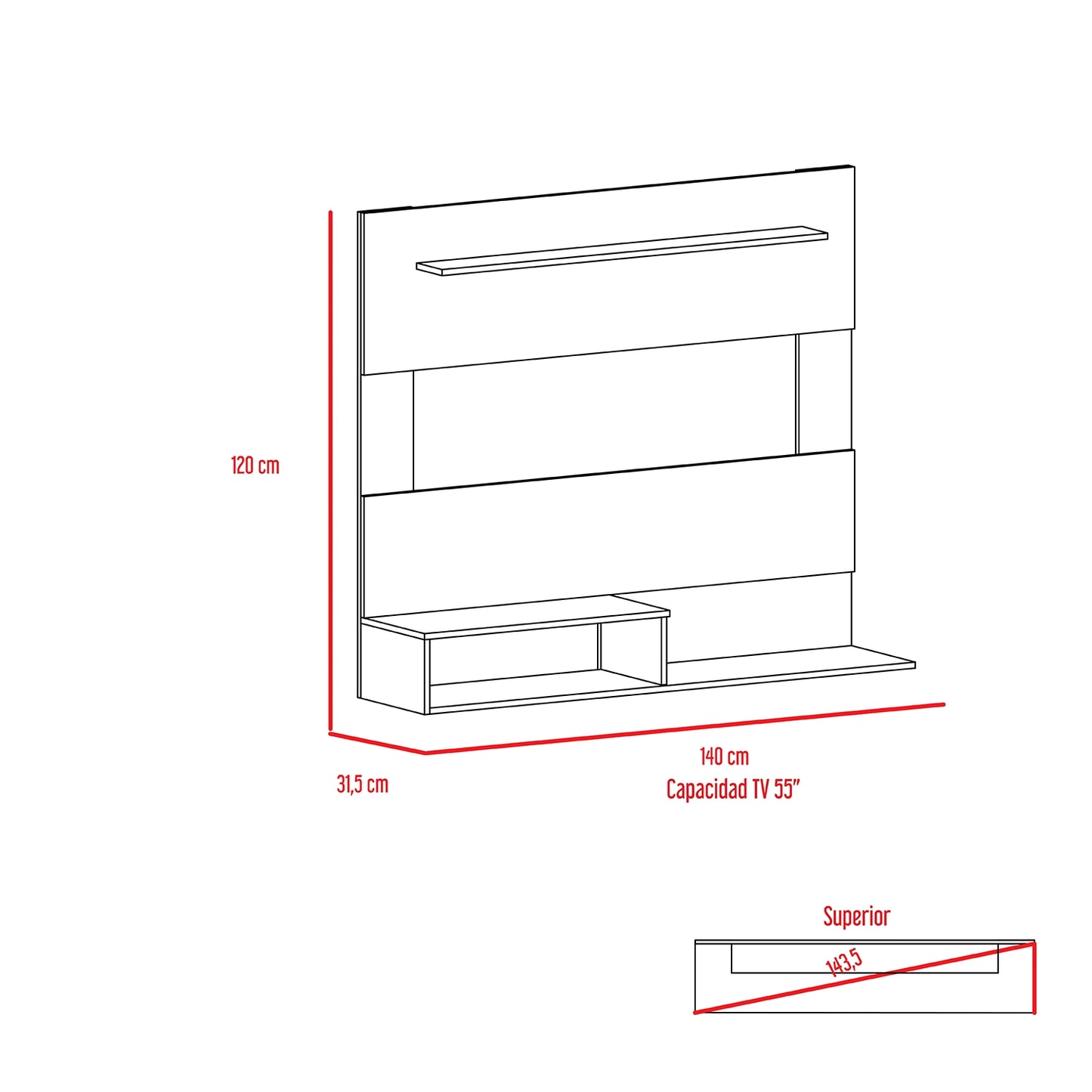 Panel Tv55 Beijing - Wengue / Blanco