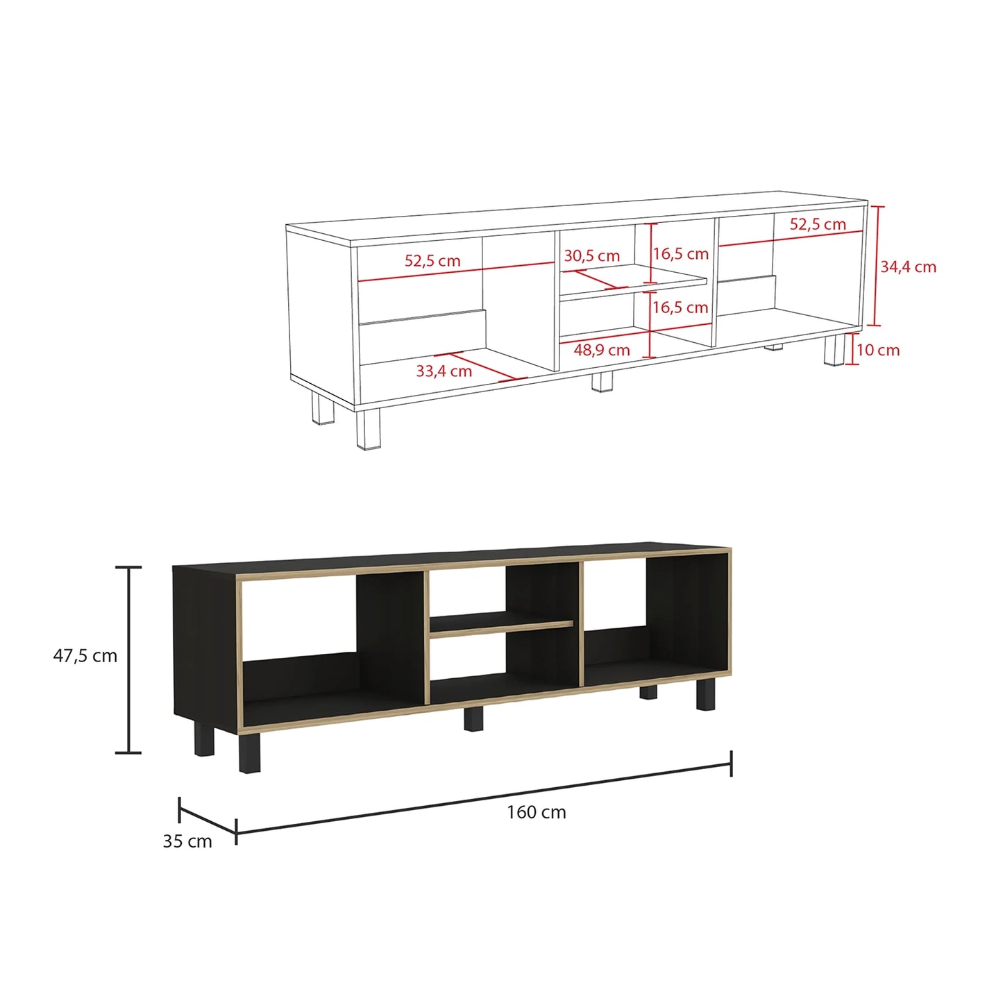 Rack Nomik Tv70 - Negro / Canto Duna