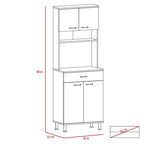 Mueble de Cocina Kitchen, Blanco y Rovere, con cuatro puertas batientes y espacio horno microondas - vista 6