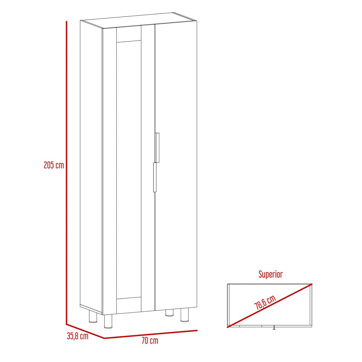 Mueble Alacena Fendi, Rovere y Blanco, de dos puertas batientes y varios entrepaños - vista 8
