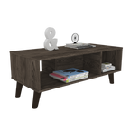 Mesa de Centro Cincinatti Z,100, Coñac, con varios entrepaños y patas de madera - vista 2