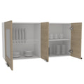 Mueble Superior Fendi, Rovere y Blanco, con tres puertas batientes y múltiples entrepaños para colocar objetos de cocina - vista 1