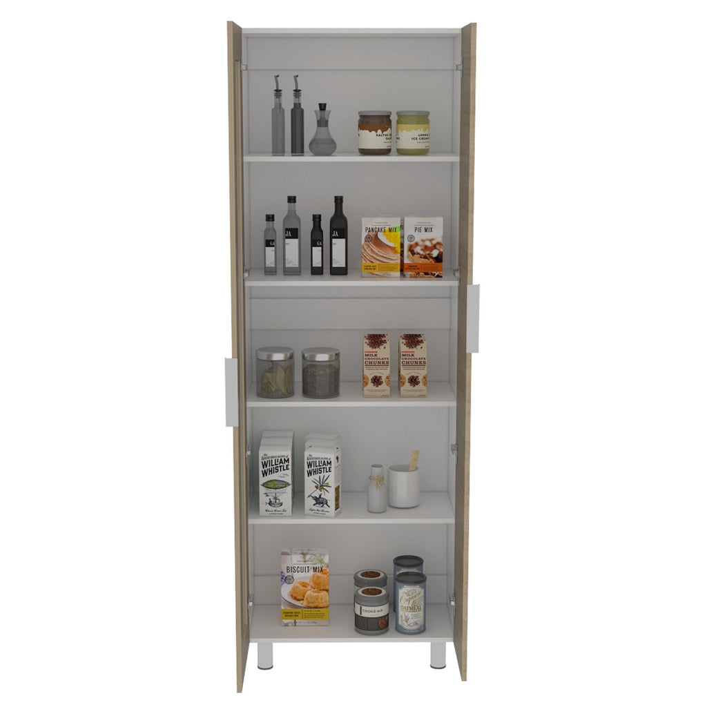 Mueble Alacena Fendi, Rovere y Blanco, de dos puertas batientes y varios entrepaños - vista 4