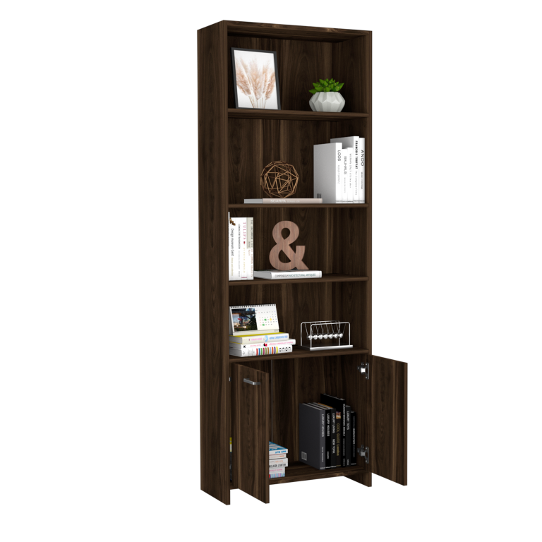Biblioteca Lisa, Habano, con dos puertas batientes y múltiples entrepaños para colocar objetos - vista 1