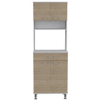 Mueble de Cocina Kitchen, Blanco y Rovere, con cuatro puertas batientes y espacio horno microondas - vista 5