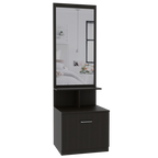 Velador Multifuncional Z,54, Wengue Negro, con cajón de amplio espacio y espejo incorporado - vista 3