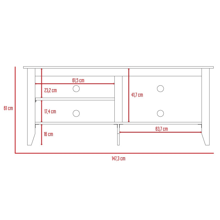 Rack TV Essential, Rovere, con puerta batiente y capacidad de 65 pulgadas - vista 6