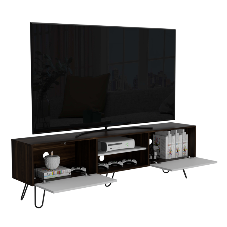 Rack Vassel, Habano y Blanco, para televisor de 80 pulgadas - vista 1