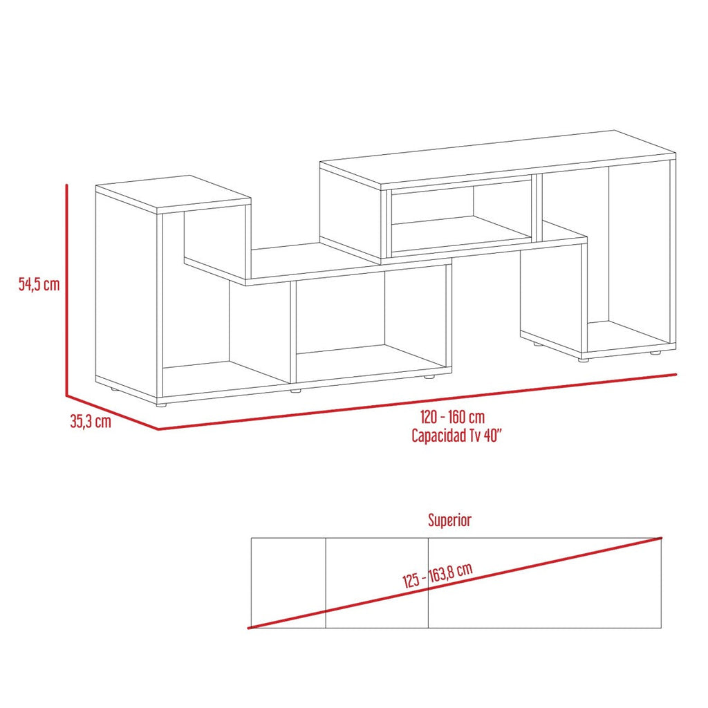 Rack Extensible Beijing, Rovere y Blanco, con capacidad para televisor de 40 pulgadas - vista 9